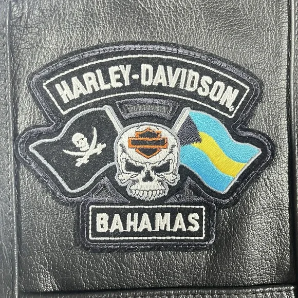 HARLEY-DAVIDSON American Top Genuine Leather Vest Size 36 Black Motorcycle Biker - Picture 3 of 14